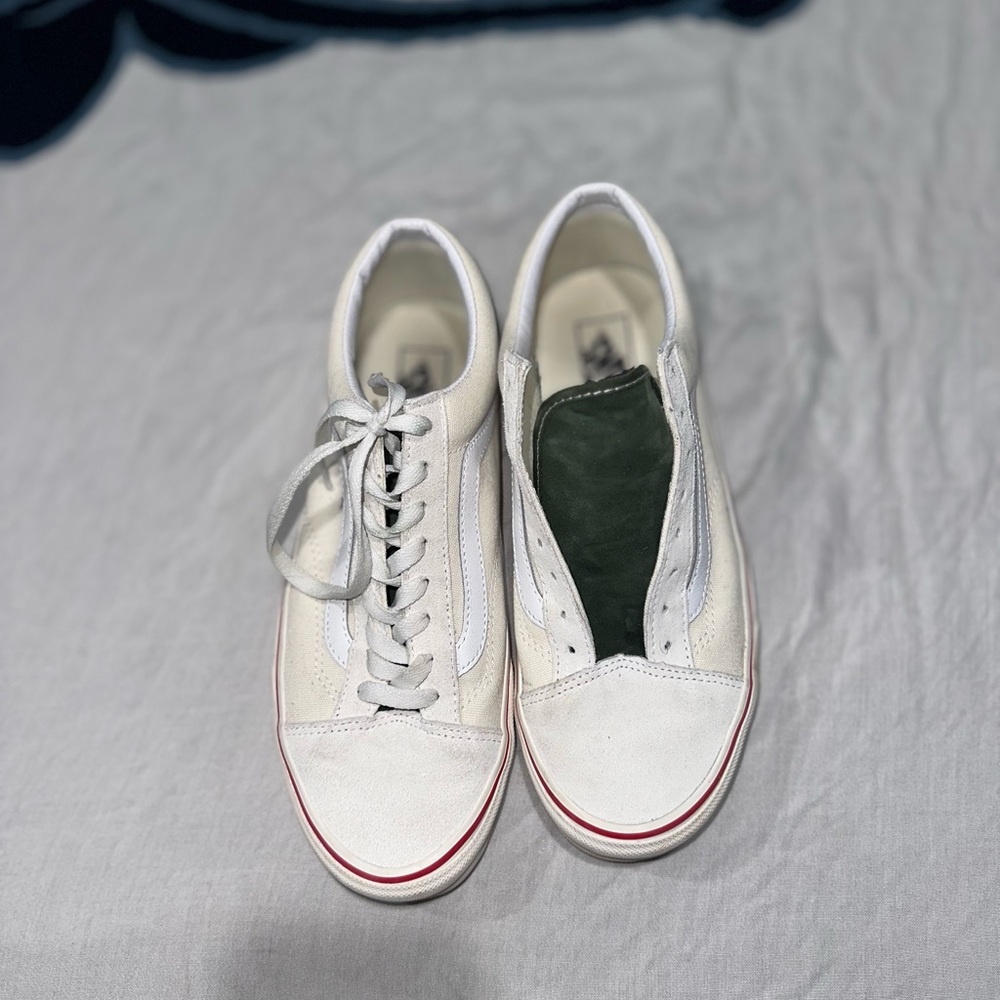 Vans Men's White and Green Sneakers